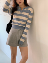 カシミヤケーブルボーダースキッパーニット (4color)