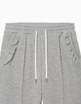 フリルブーツカットバンディングパンツ (メランジグレー)