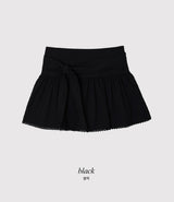 Ribbon Strap Lace Flare Mini Skirt (2color)