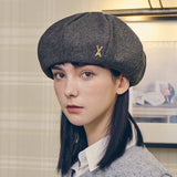 VA Stud Octagon Wool Beret / Gray