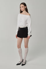Misty button line knit, White