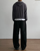 Roving Slub Cropped Hooded Zip-up