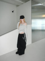 eyelet punching shirring long tee(4 color)