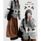 Synd Deer Two Way Knitwear Zip-Up Cardigan