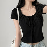 Efl shirring Lyron cropped short-sleeved T-shirt