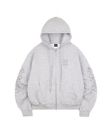 ニードルワークフーディージップアップ - Gray