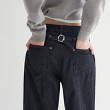 [Made] Katen Bizo Strap Stripe Wide Denim Pants - 2 Colors