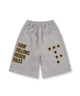 Star Lettering Patch Bermuda Sweat Pants - Gray
