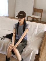 Holka メッシュキャップスリーブハーフジップアップ半袖フード付きTシャツ