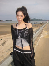 Berin Short Vintage Mesh Knit Cardigan