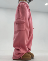 (FLEECE🔥) カーゴストリングフリース ジェリープリーツ ワイドフリースパンツ - 4カラー