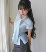 hands button unbalanced scarf bl