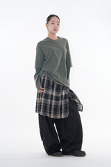 Checker drape layered pants