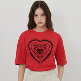ハートプリントTシャツ [RED]