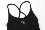 Jewel cross back tank top - black