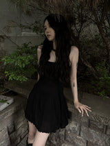 flared scarf mini dress (2color)