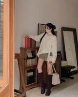Wool knit one-piece & tie set