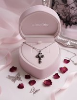 [NMIXX Haewon Necklace] Nocturne Gothic Cross Collarbone Necklace (Stainless Steel)
