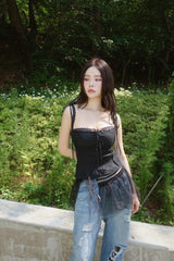 chiffon strap layered mini wrap skirt