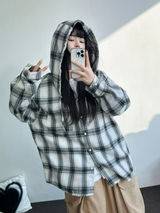 M-3XL✨オーバーフィットボクシーチェックスカート🖤🩶💙✨4カラー