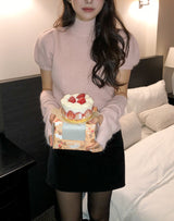 Ond Angora Half Turtleneck Knit Warmer Set