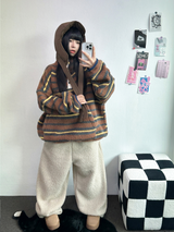 クリームテディシープファーロングパンツ🧸🤎🐑🖤3COLOR