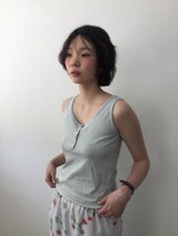 クラシックヘンリーボタンスリーブレス (4color)