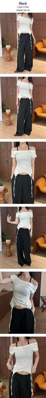 One tuck stripe wide slacks(3color)