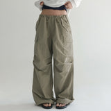 [Made] [Reden] String Banding Cargo Two-Way Parachute Nylon Wide Pants - 4 color