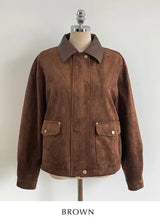 Hent Leather Collar Suede Jacket