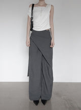 Ripple Drape One-Shoulder Off-Sleeveless