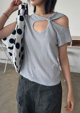 TWIST HOLE HALF TEE (4color)