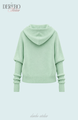 Mint Twist Hooded Knit Zip-Up