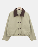 Jamin Contrast Button Crop Jacket