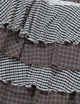 CANCAN CHECKERED MIX SKIRT(NAVY)