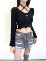 1139. Piercing star denim mini sk