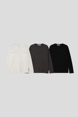 Snap Henley Long Sleeve T-Shirt (3color) (No.1010)
