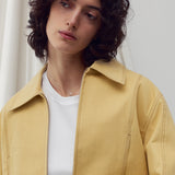 STITCH DETAILED BOMBER JACKET MUSTARD