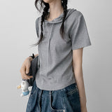 ファイン Vネック バートン フーデッド ショートスリーブ Tシャツ (3 colors)