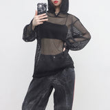 (Unisex) Baren See-Through Hooded T-Shirt