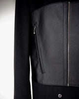 Leather Biker Paneled Wool Coat
