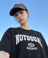 シンプルスクールフォントオーバーフィットTシャツ - 4COLOR