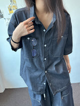 Coin Denim Stitch Detail Shirt 2color