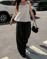 Dart denim wide pants