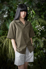 STRIPE L-C TAILORED 1/2 SHIRT (Khaki)