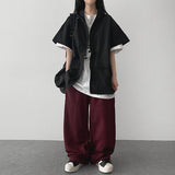 Hari boxy fit string cooling short-sleeved hooded zip-up jumper