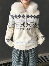 Merrygo Nordic Knit Fur Hoodie (2c)