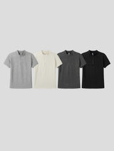 LMN Our Half Zip-Up Slit Short Sleeve Knitwear (4 colors)