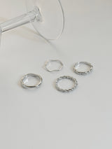 [4 set] square twisted bold ring set / ring layered simple mood