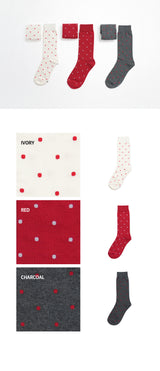 [3PACK] 1507 UNISEX DOT BASIC SOCKS - small dot ivory colorpack